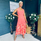 Clodagh Halterneck Midi Dress Floral Coral