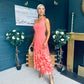 Clodagh Halterneck Midi Dress Floral Coral