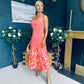Clodagh Halterneck Midi Dress Floral Coral