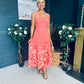 Clodagh Halterneck Midi Dress Floral Coral