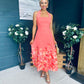 Clodagh Halterneck Midi Dress Floral Coral