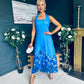 Clodagh Halterneck Midi Dress Floral Blue