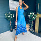 Clodagh Halterneck Midi Dress Floral Blue