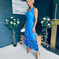 Clodagh Halterneck Midi Dress Floral Blue
