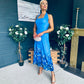 Clodagh Halterneck Midi Dress Floral Blue