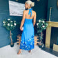 Clodagh Halterneck Midi Dress Floral Blue