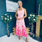 Clodagh Halterneck Midi Dress Floral Pink
