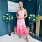 Clodagh Halterneck Midi Dress Floral Pink