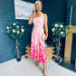 Clodagh Halterneck Midi Dress Floral Pink