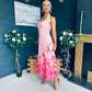 Clodagh Halterneck Midi Dress Floral Pink