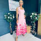 Clodagh Halterneck Midi Dress Floral Pink