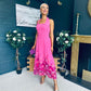 Clodagh Halterneck Midi Dress Floral Fuchsia