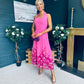 Clodagh Halterneck Midi Dress Floral Fuchsia