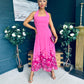 Clodagh Halterneck Midi Dress Floral Fuchsia