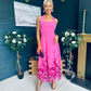 Clodagh Halterneck Midi Dress Floral Fuchsia