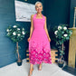 Clodagh Halterneck Midi Dress Floral Fuchsia