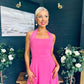 Clodagh Halterneck Midi Dress Floral Fuchsia