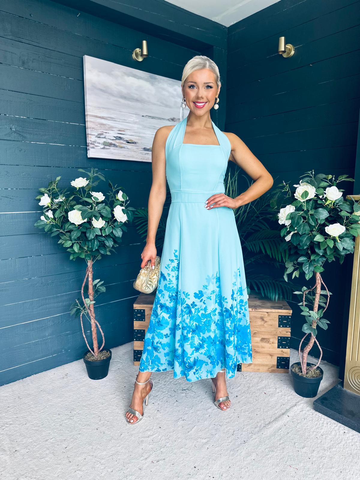 Clodagh Halterneck Midi Dress Floral Pastel