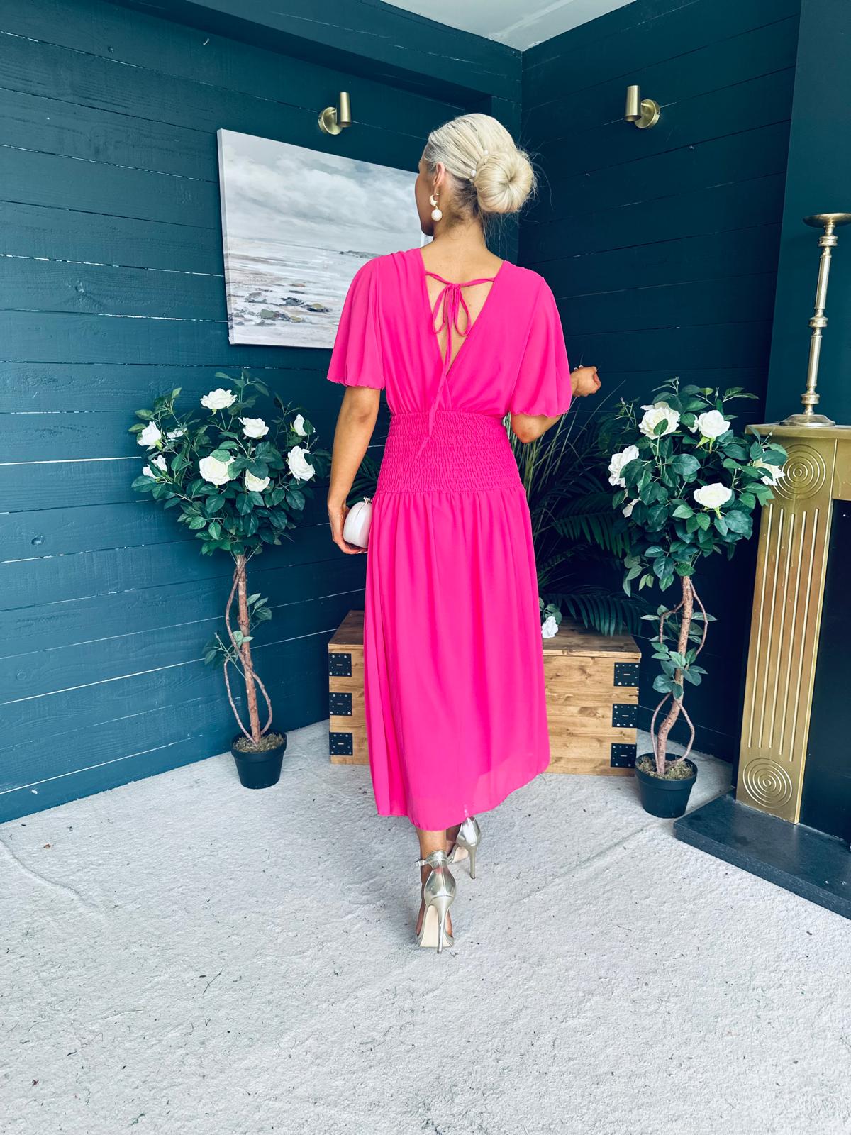 Molly Drop Waist Midi Dress Fuchsia