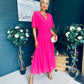 Molly Drop Waist Midi Dress Fuchsia