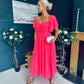 Orla Detailed Midi Dress Neon Pink