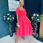 Orla Detailed Midi Dress Neon Pink