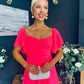 Orla Detailed Midi Dress Neon Pink