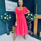 Orla Detailed Midi Dress Neon Pink
