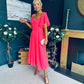 Orla Detailed Midi Dress Neon Pink