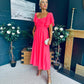 Orla Detailed Midi Dress Neon Pink