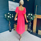 Orla Detailed Midi Dress Neon Pink