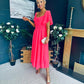 Orla Detailed Midi Dress Neon Pink