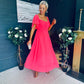 Orla Detailed Midi Dress Neon Pink