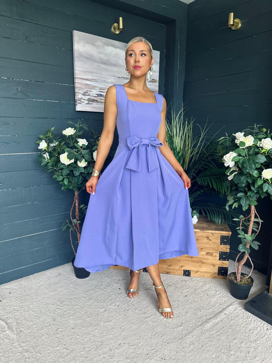 Hillary Bow Detail Occasion Dress Lilac