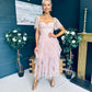 Delaney Occasion Tulle Midi Dress Blush