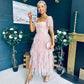 Delaney Occasion Tulle Midi Dress Blush