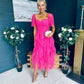 Delaney Occasion Tulle Midi Dress Fuchsia
