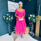 Delaney Occasion Tulle Midi Dress Fuchsia