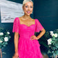 Delaney Occasion Tulle Midi Dress Fuchsia
