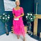 Delaney Occasion Tulle Midi Dress Fuchsia