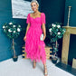 Delaney Occasion Tulle Midi Dress Fuchsia