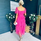 Delaney Occasion Tulle Midi Dress Fuchsia