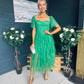 Delaney Occasion Tulle Midi Dress Emerald
