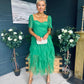 Delaney Occasion Tulle Midi Dress Emerald