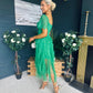 Delaney Occasion Tulle Midi Dress Emerald