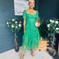 Delaney Occasion Tulle Midi Dress Emerald