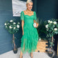 Delaney Occasion Tulle Midi Dress Emerald