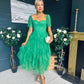 Delaney Occasion Tulle Midi Dress Emerald