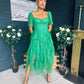Delaney Occasion Tulle Midi Dress Emerald