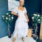 Delaney Occasion Tulle Midi Dress White